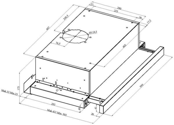 Amica FH 664 620 E Flachschirmhaube - 60 cm - Edelstahl